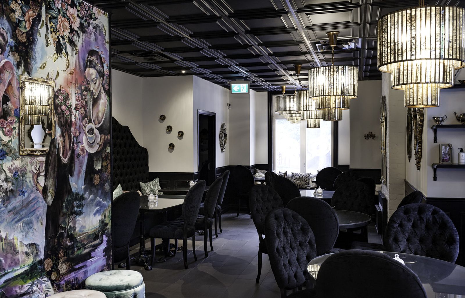The candlelit interior of The Vanitea Room